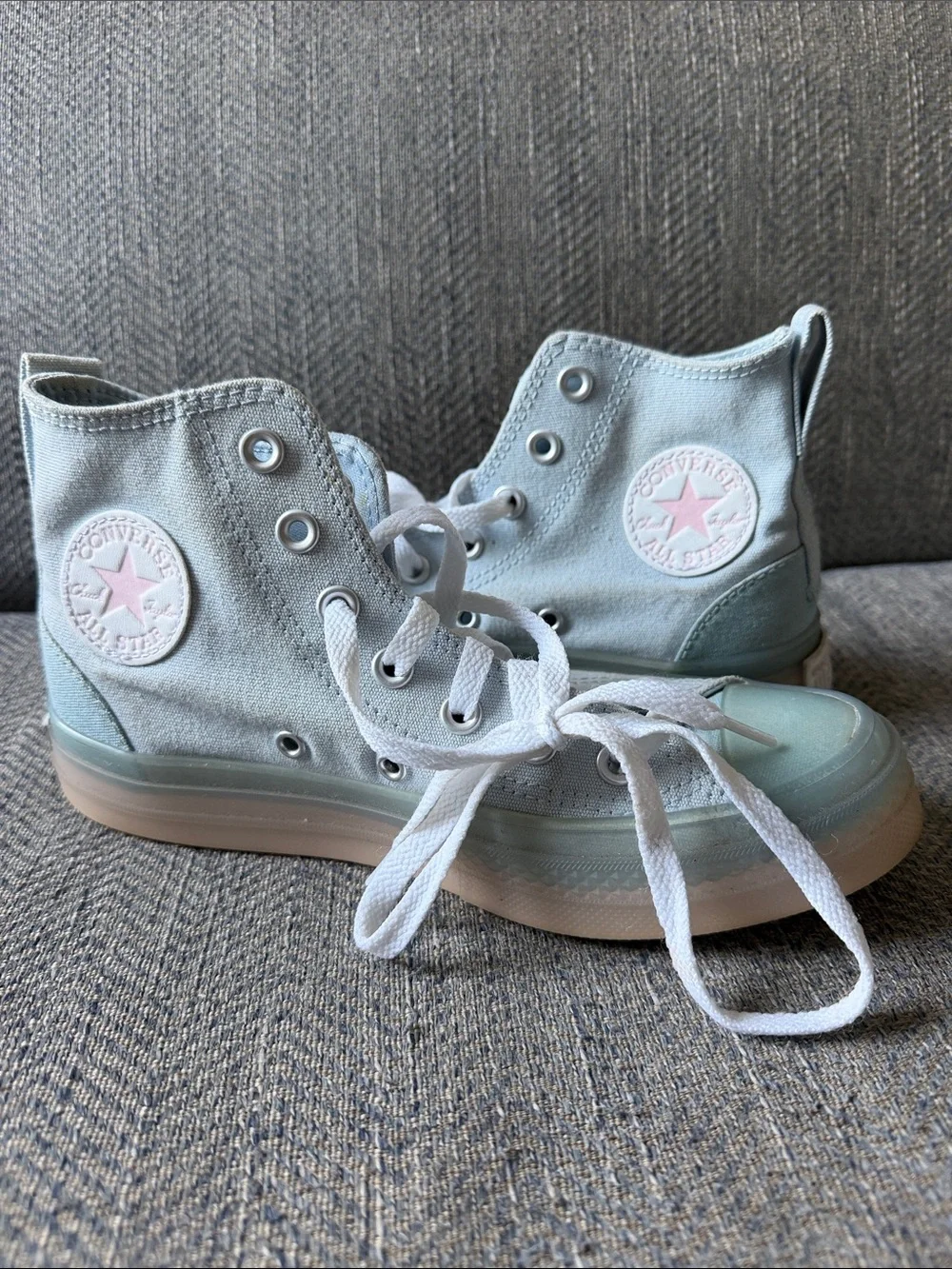 Converse Chuck Taylor All Star Blue Pink High Canvas Unisex Shoes 37(L6.5/M4.5)